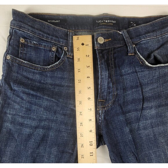 Lucky Brand Jeans Mens 32x32 Blue Dark Wash 221 Original Straight Stretch Denim - Picture 10 of 11